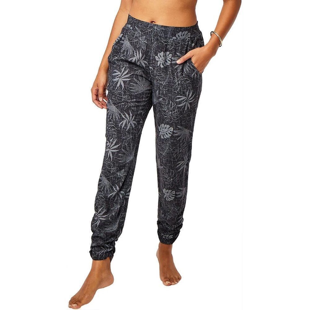 Women's Black Floral Print Jogger Pants